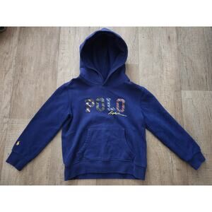 RALPH LAUREN POLO Kids Youth Hoodie Sweater Boy's Size 7 Navy Blue